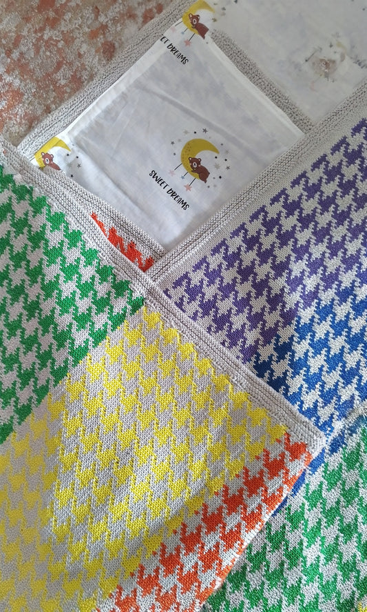Rainbow Houndstooth Baby Blanket
