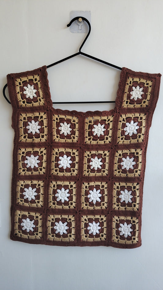 Granny Square Top - Chocolate Brown